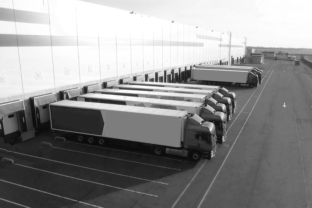 Trucks in a loading dock